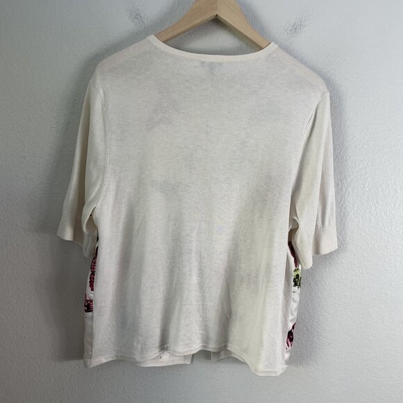 Talbots Sweater Womens XL Silk Butterfly Print Short Sleeve Lightweight Top Pull - Picture 9 of 9